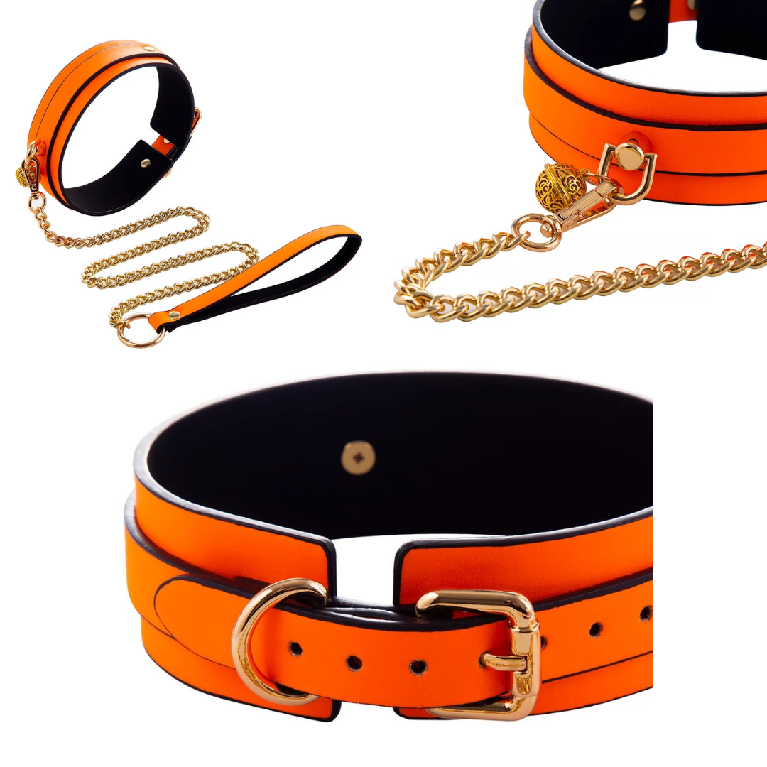 Collar con Cadena Naranjo Neón
