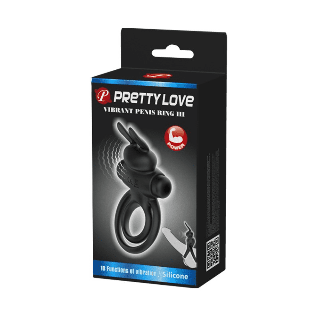 Anillo Conejo Vibrador Doble Negro