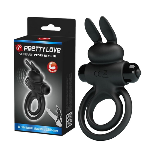 Anillo Conejo Vibrador Doble Negro