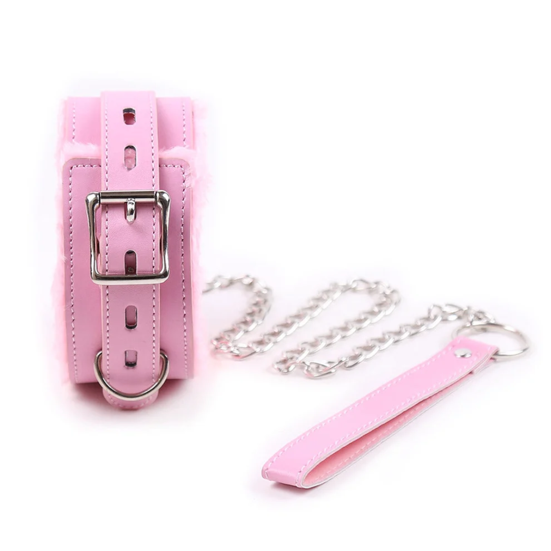 Collar Felpa con Cadena Rosado